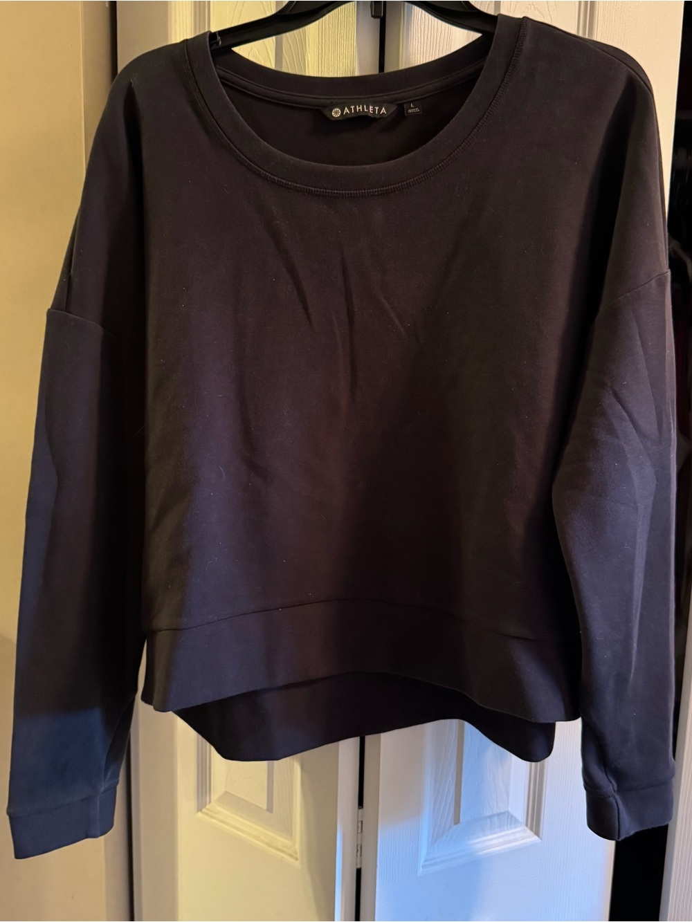 Athleta Navy Cropped Crew Sweatshirt